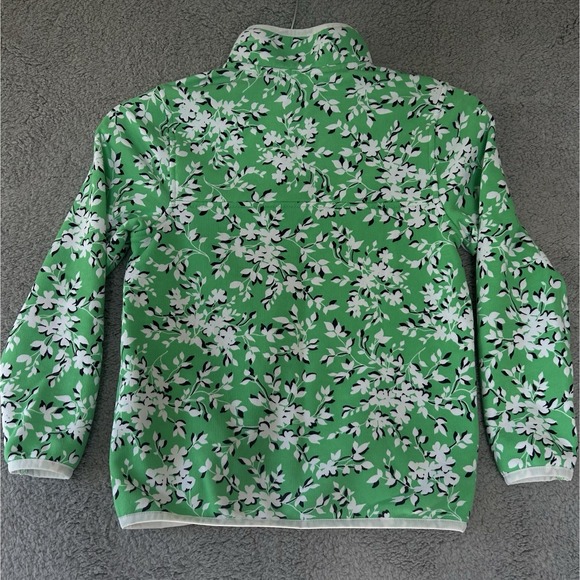 Lands End x Draper James Girls M Cotton Blend Green Navy Floral Pullover Pockets - Picture 2 of 5